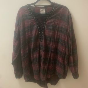 LF VINTAGE LACE UP FLANNEL